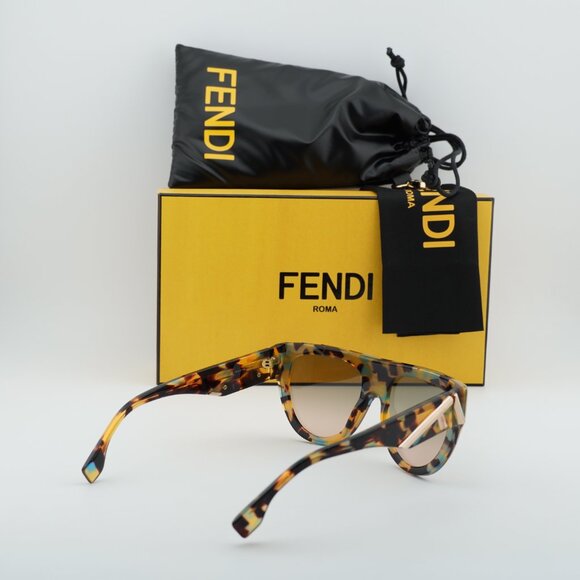 Fendi FE40150I 56P Shield Sunglasses - Shiny Havana/Green Gradient main image 8
